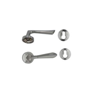 Honeybee 4-Piece Durable and Elegant Zinc Alloy Door Handle Lever with Cylinder Hole Silver